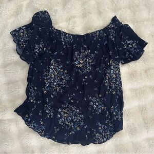 Signature Navy Off Shoulder Floral Blouse